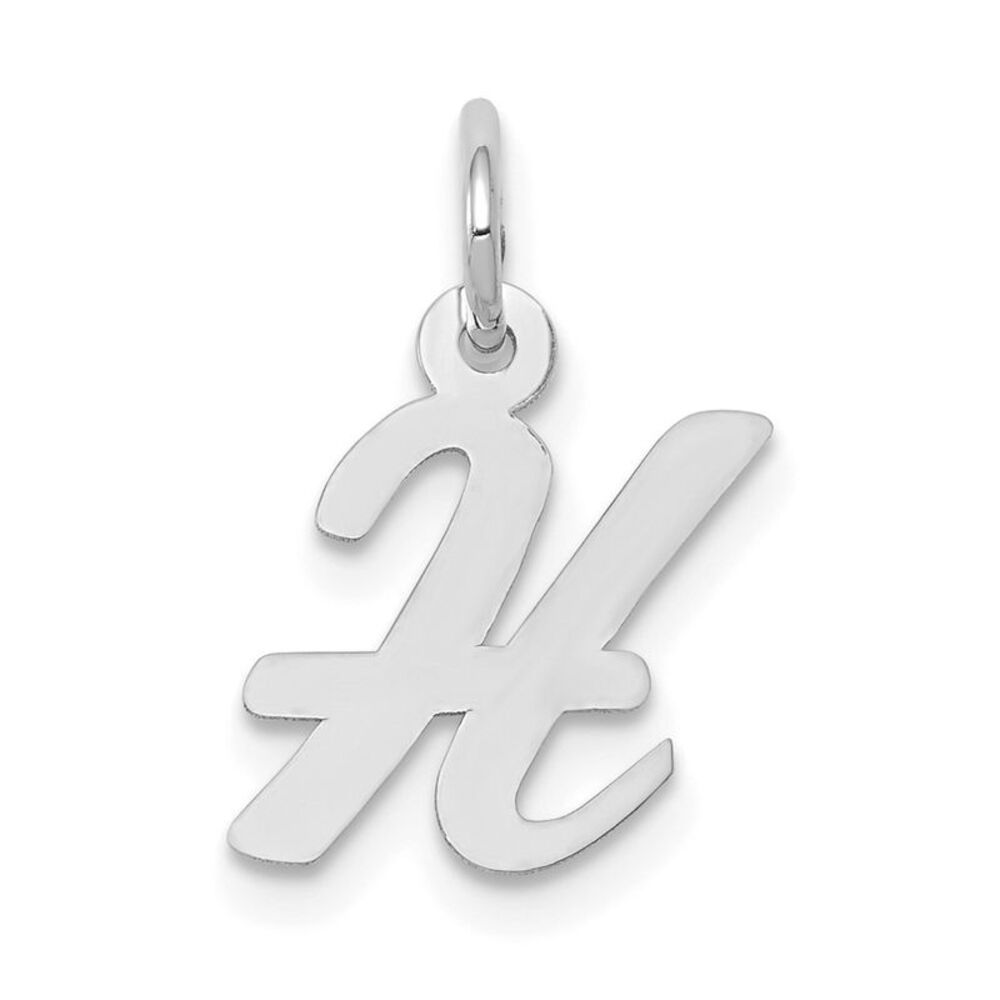 10k White Gold Small Script Initial H Charm - image 1